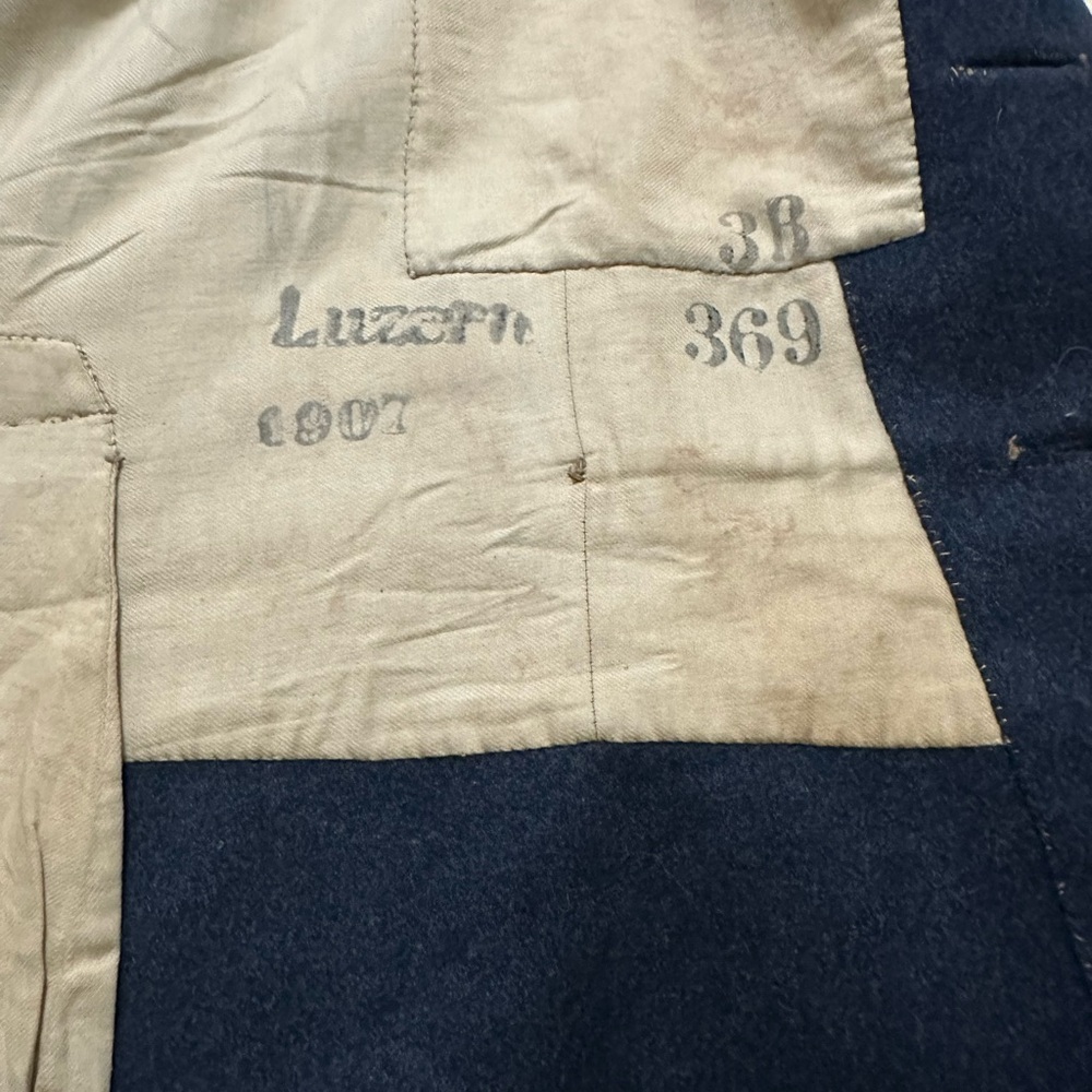 World War I Swiss Military Men's Wool Navy Double-Breasted Coat size 38 - Picture 4 of 6